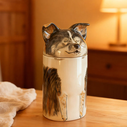 Personalized Ceramic Dog Urn – Handmade Pet Ashes Keepsake | Hand-Painted Memorial Gift