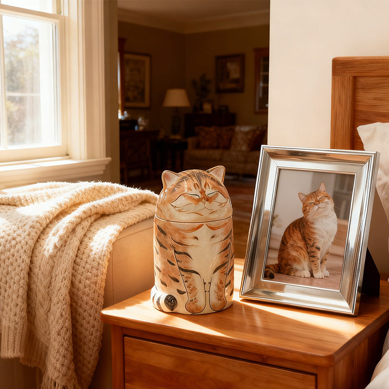 Personalized Cat Urn with Semi-spherical cover, with Name or without Name. Special Memory. Multipurpose Box.