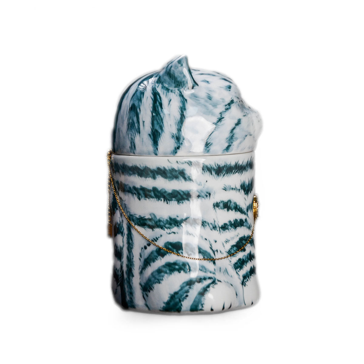 Personalized Cat Urn with Heart Photo Pendant | Hand-Painted Ceramic Pet Memorial | Necklace Keepsake | Made to Order