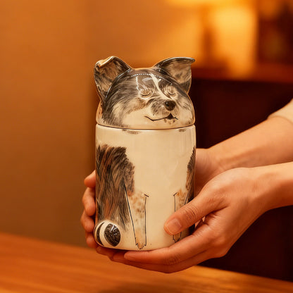 Personalized Ceramic Dog Urn – Handmade Pet Ashes Keepsake | Hand-Painted Memorial Gift