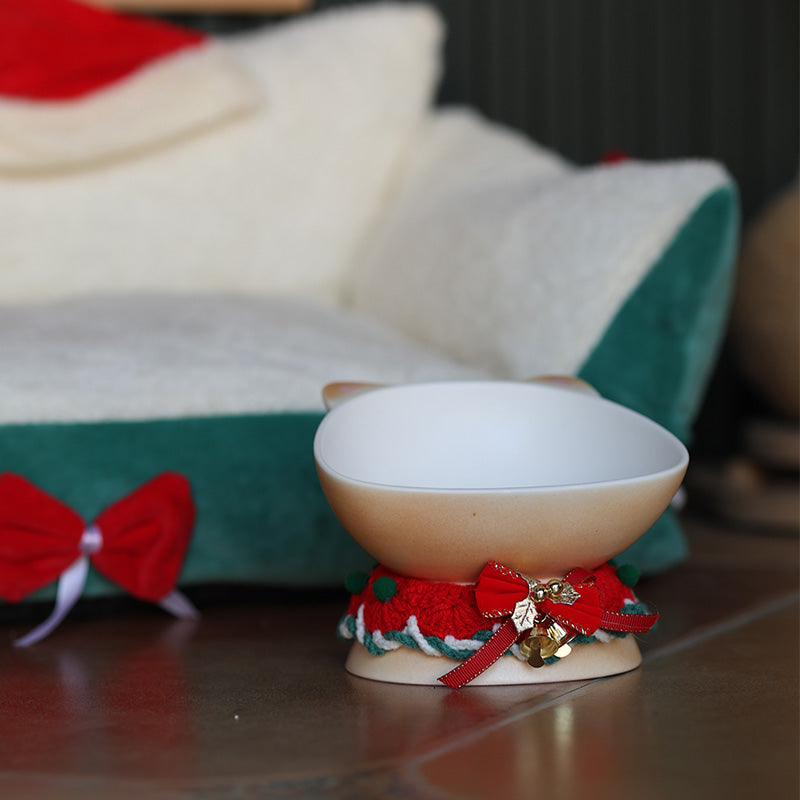 Cute Kitty Face Food Bowl 🎄 | Ceramic Feeding Dish for Cats & Small Dogs