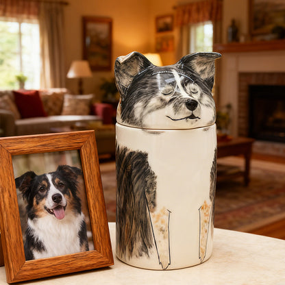 Personalized Ceramic Dog Urn – Handmade Pet Ashes Keepsake | Hand-Painted Memorial Gift