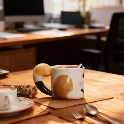 Hand-Painted Dog-Shaped Coffee Mug | Personalized Custom Pet Portrait Cup