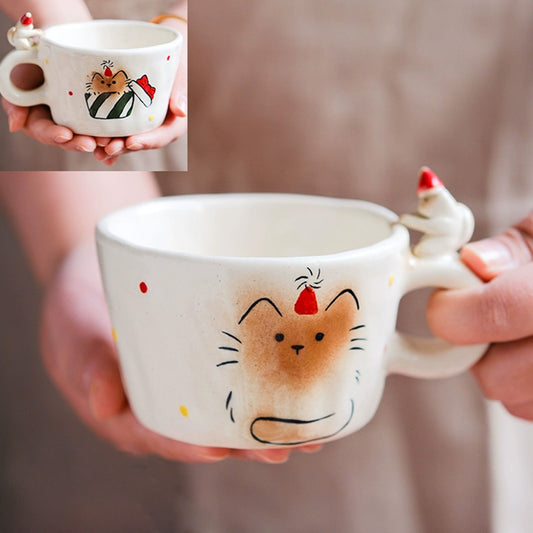 🐾 Artisan Handmade Ceramic Pet Cat Mug 🐱 – Minimalist Handcrafted Coffee Cup for Cat Lovers
