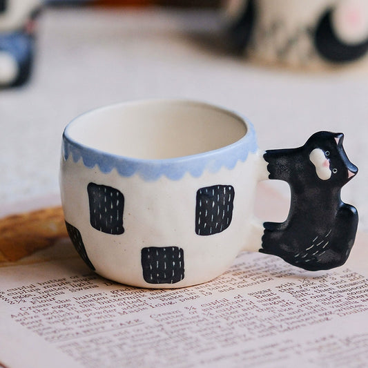 🐱 Handmade Ceramic Cat Tableware Set 🐾 – Cute Kawaii Cat Mug, Mini Cup & Teapot | Artisan Ceramic Dinnerware