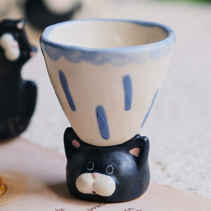 🐱 Handmade Ceramic Cat Tableware Set 🐾 – Cute Kawaii Cat Mug, Mini Cup & Teapot | Artisan Ceramic Dinnerware