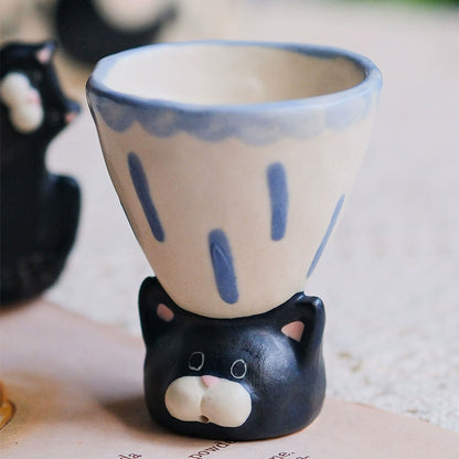 🐱 Handmade Ceramic Cat Tableware Set 🐾 – Cute Kawaii Cat Mug, Mini Cup & Teapot | Artisan Ceramic Dinnerware