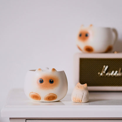 🐾 Artisan Handmade Ceramic Pet Cat Mug 🐱 – Minimalist Handcrafted Coffee Cup for Cat Lovers